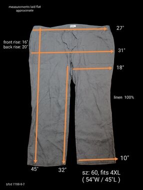 🐨🐨🐨 Ulla Popken Gray Drawstring 100% Linen Men’s Pants